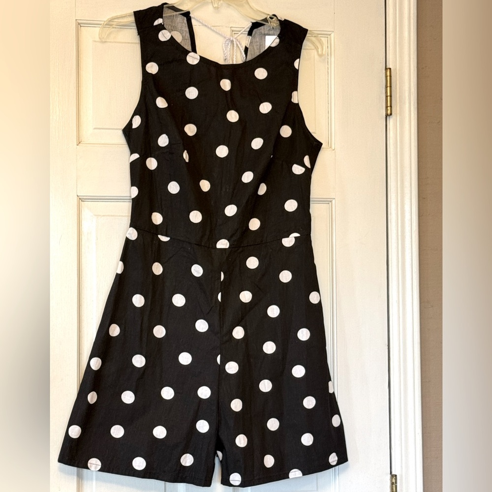 Black‎ and White Polka Dot Romper